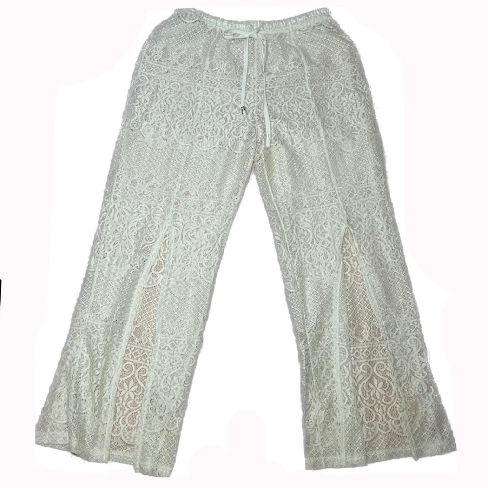 White Boho Wide Leg Crochet Pants🌞